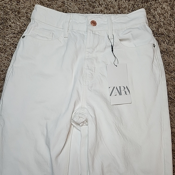 Zara Women's Jeans Straight Leg High Rise Ankle Rigid EU Size 34(2) Straight Fit - Picture 3 of 12